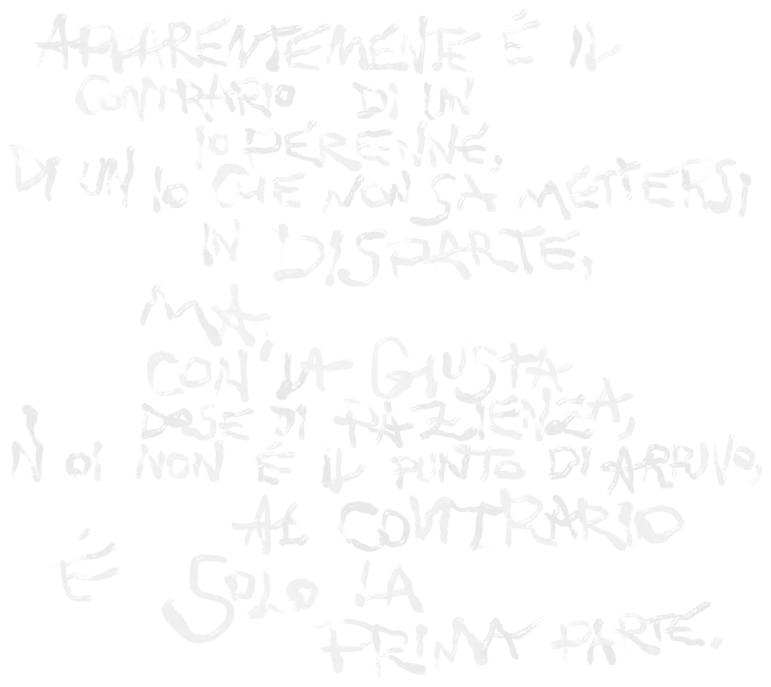 Apparentemente è il contrario di un io perenne, di un io che non sa mettersi in disparte, ma con la giusta dose di pazienza. N oi non è il punto di arrivo, al contrario è solo la prima parte.